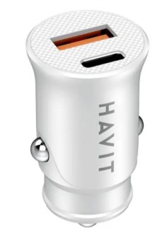 Cargador para carro blanco, Havit, tipo Usb y C