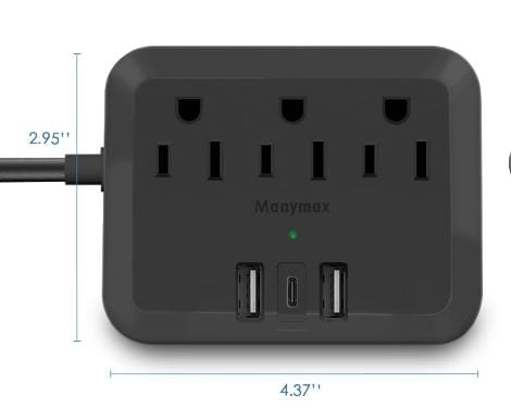 Supresor de picos para dispositivos, negro, 15W, 3.1 Amp